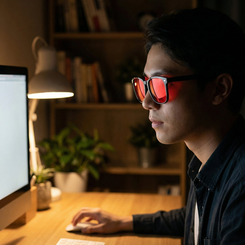 Lunettes anti-lumière bleue – Noire / Rouge  ★★★★★ 4,9/5  (124 avis)